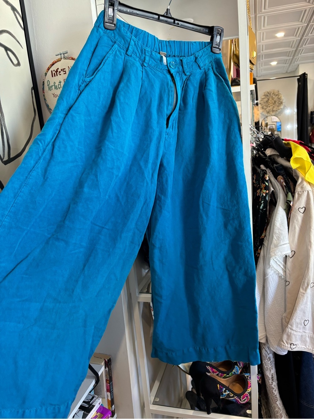 YFB Women's Wide-Leg Casual Pants - Teal Blue